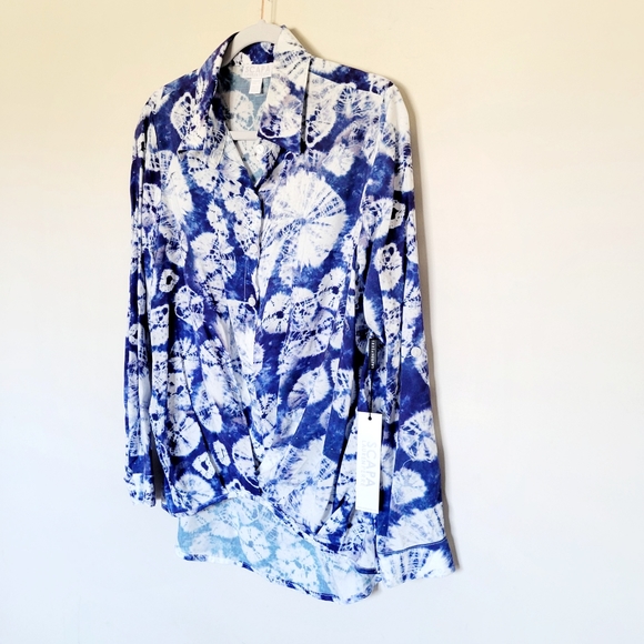 SCAPA LAUREN PERRE Sand Dollar Button Down Shirt in Indigo - Picture 2 of 8